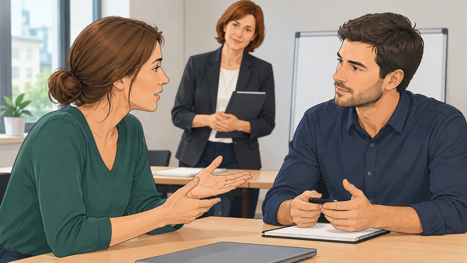 Exercice de communication professionnelle pendant une formation